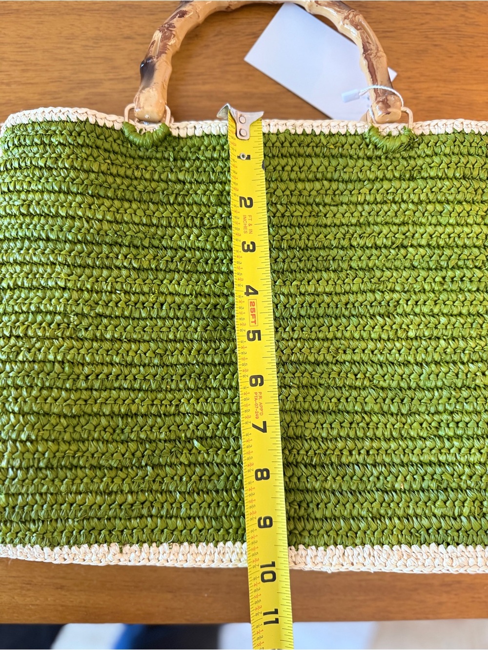 Baldiz Piper Bamboo Bag Olive Green Hay Raffia Tote NWT Retail $245 - Picture 6 of 10